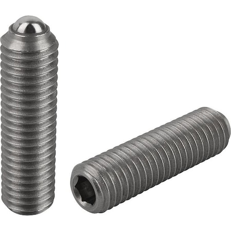 KIPP Spring Plunger Spring Force, Long Vers D=M08 L=30, Stainless Steel, Comp:Ball Stainless Steel, Pu=10 K0316.408